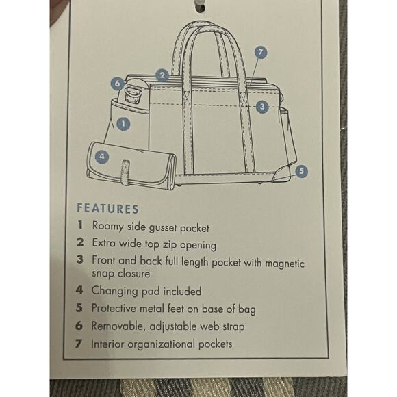 NWT Pottery Barn Classic Diaper Bag Tote Canvas Leather Embroidered “T” Monogram - Picture 12 of 16